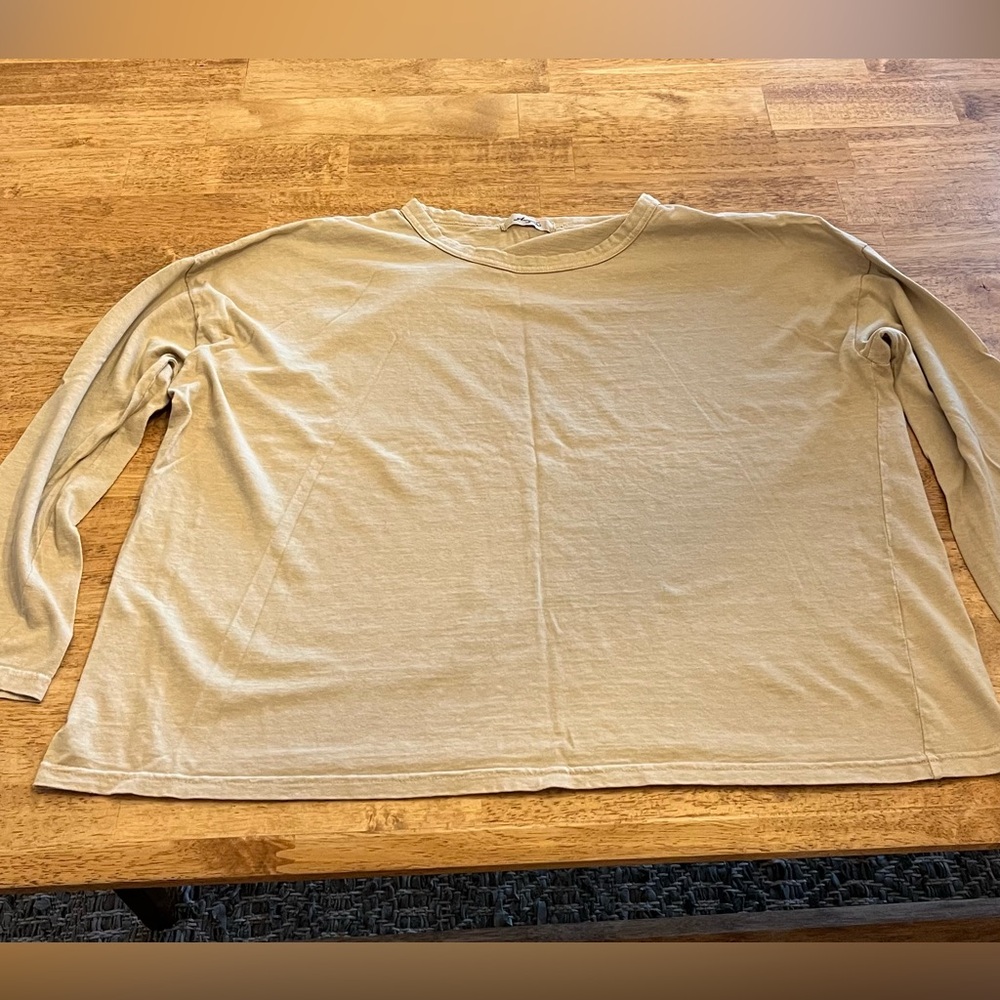 100% cotton beige long sleeve tee